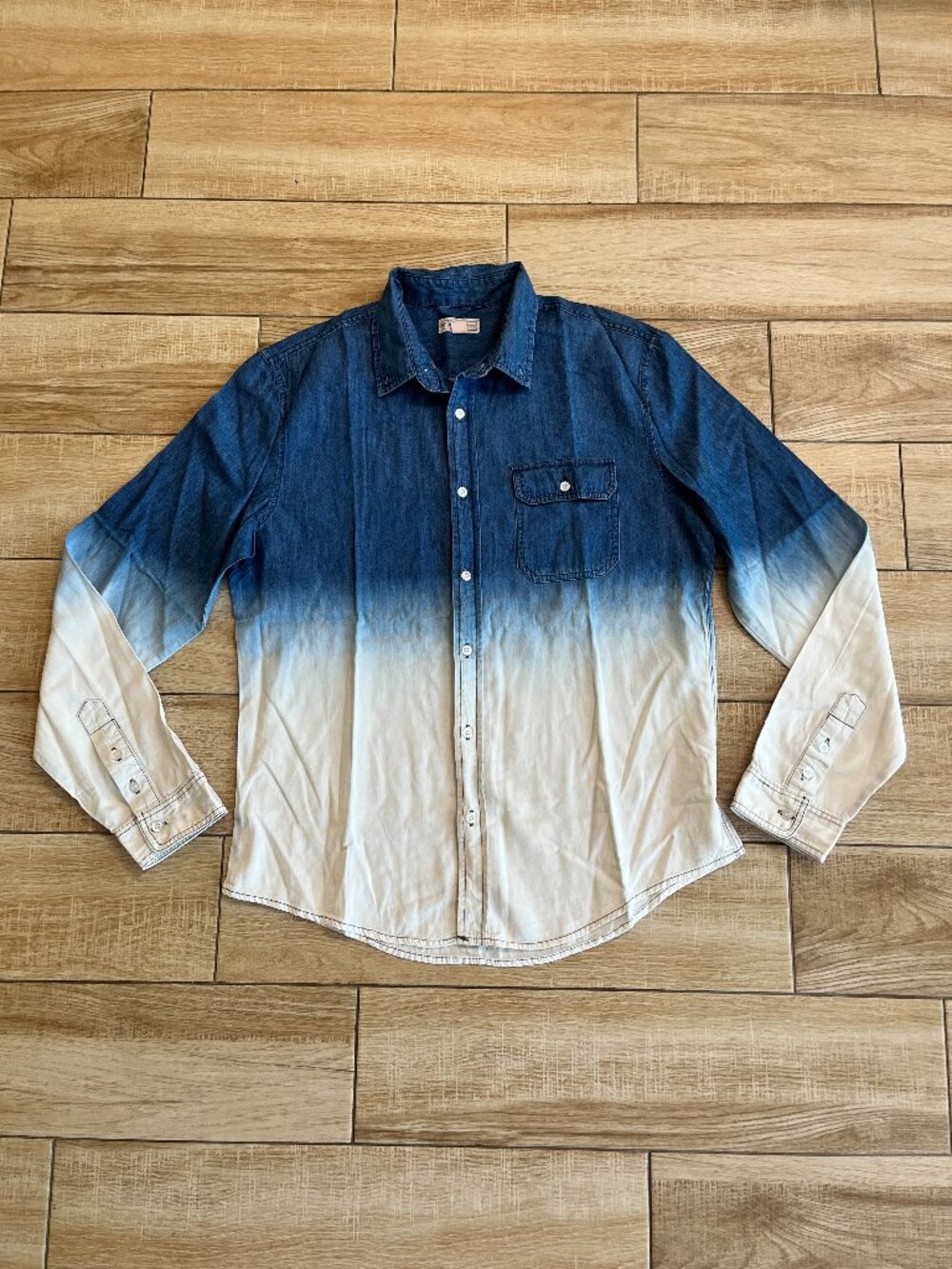 Mens Charles and a Half Denim Ombre Button Up - L